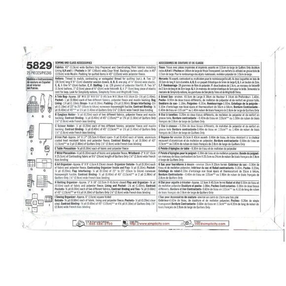 Simplicity Sewing Pattern 5829 Quilters Sewing Accessories Bags Storage - Picture 2 of 2